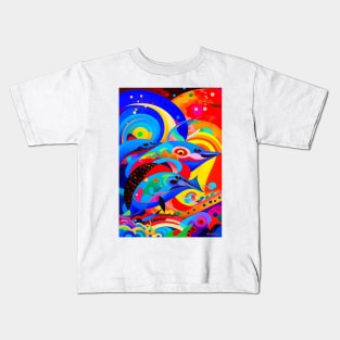 Dolphin Dreams: Artful Aquatic Adventures Kids T-Shirt